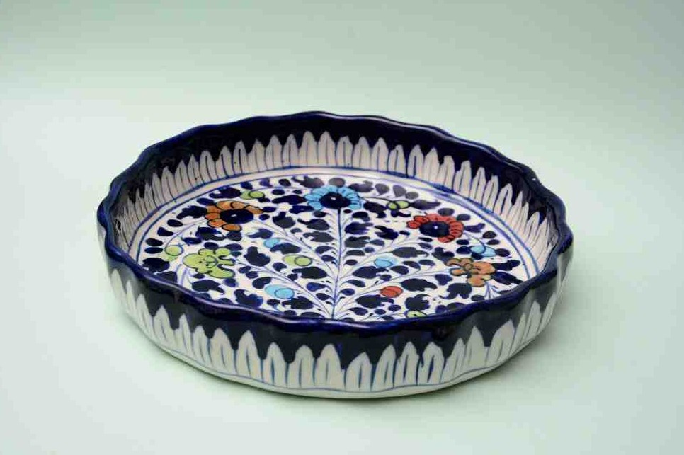  Blue pottery Apple dish  IMG # 1