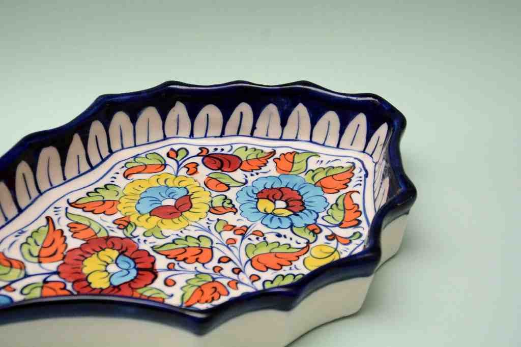  Blue pottery Apple dish   IMG # 1