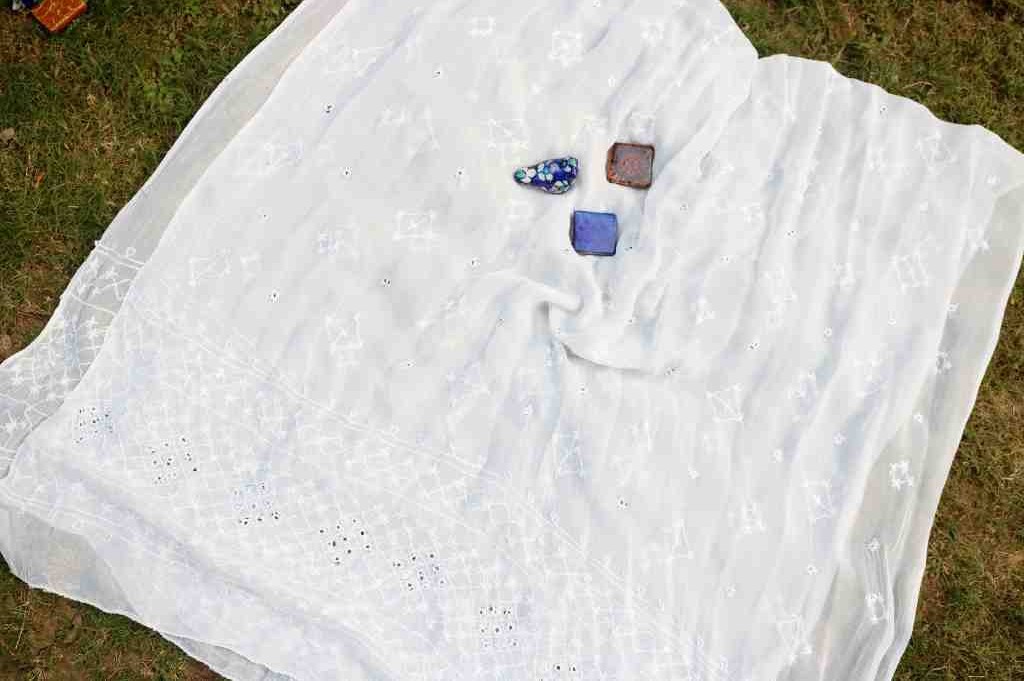 Crinkle crepe Fabric Embroided Dupatta - Duplicate IMG # 1