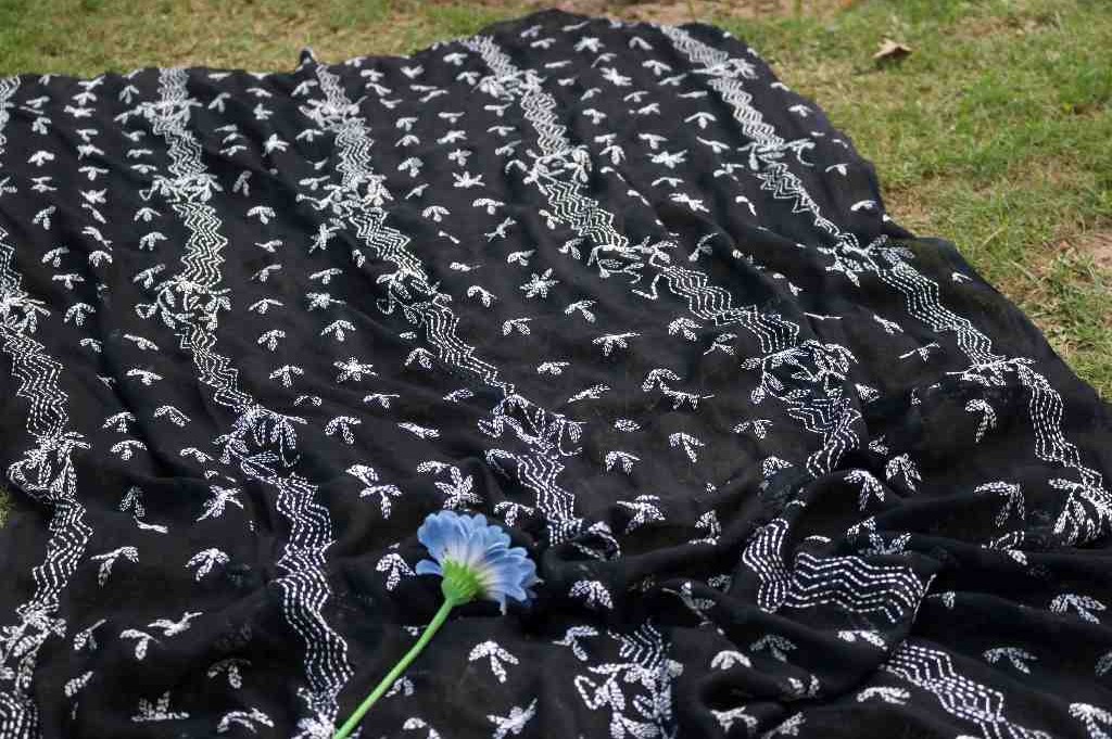 Crinkle crepe Fabric Embroided Dupatta - Duplicate IMG # 1