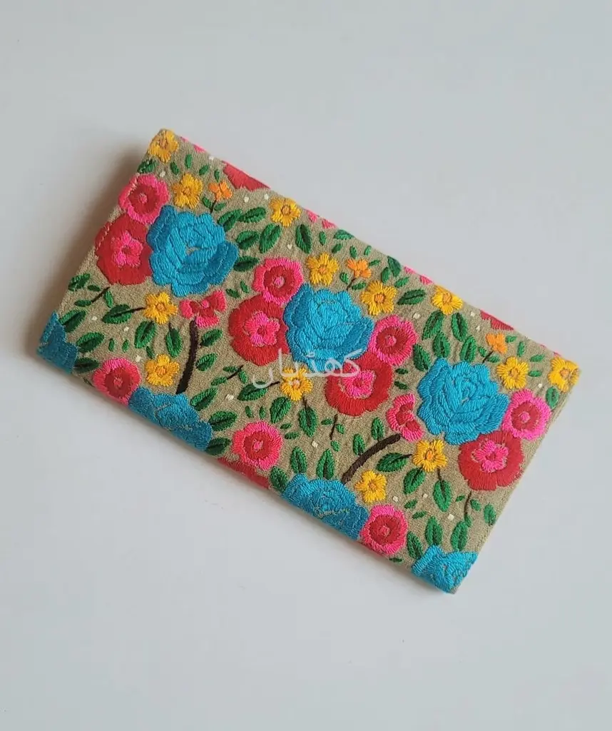 [VC-RK00044] Golden Beige Wallet with Hand Embroidery  Limited Edition Compact Wallet for Cash, Cards & Phone.webp