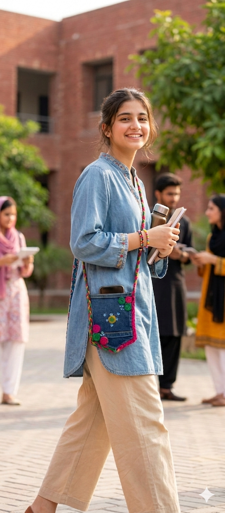 Denim mobile pouch