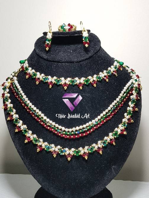 Braided pearls and Swarovski set