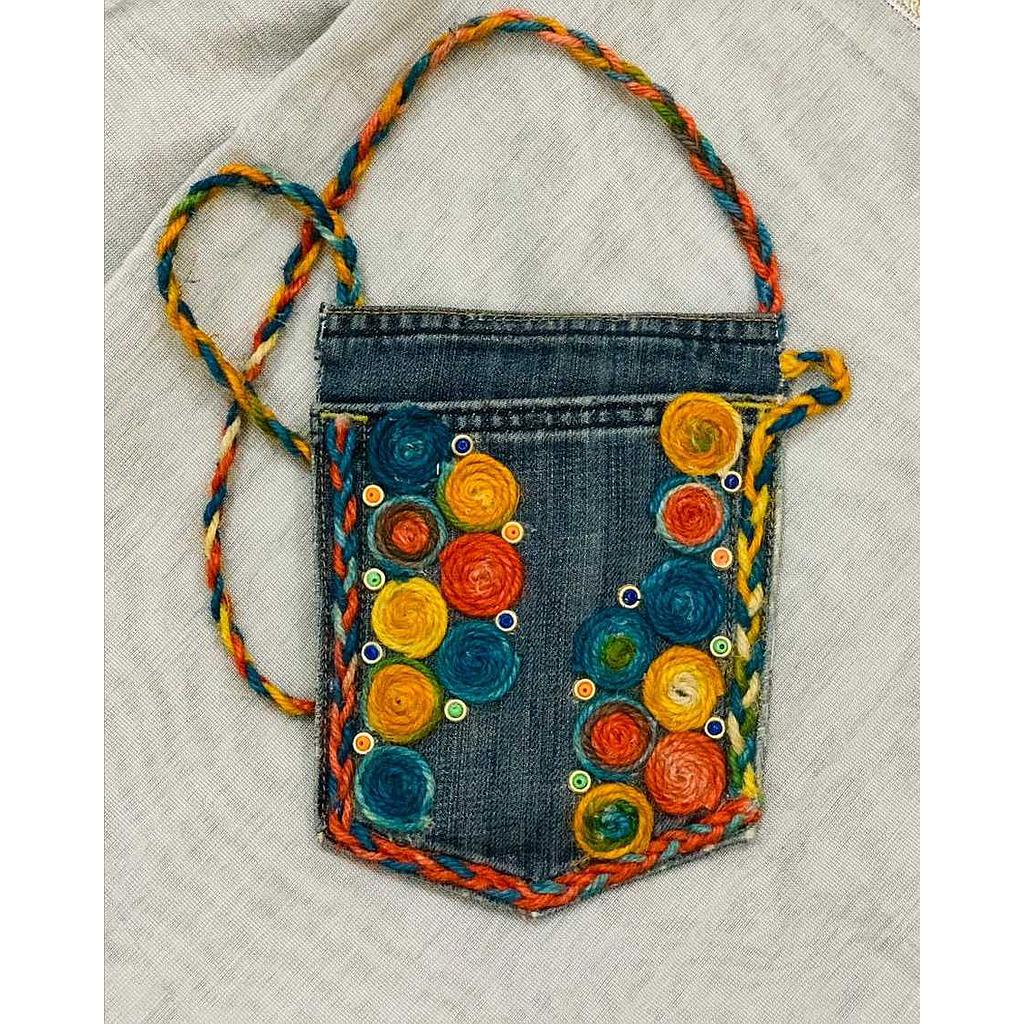 Denim n jute mobile pouch