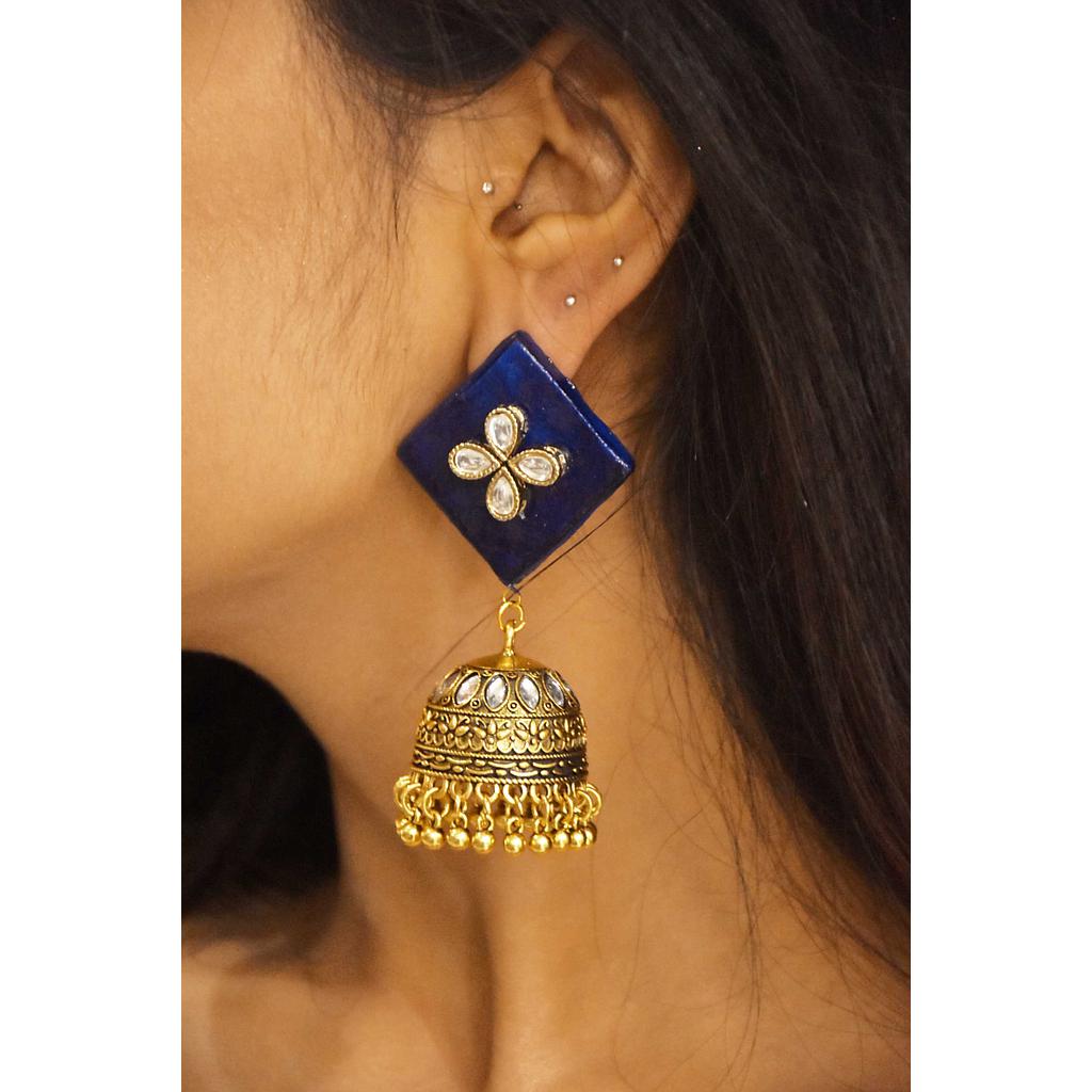 Blue Kundan Jhumkay