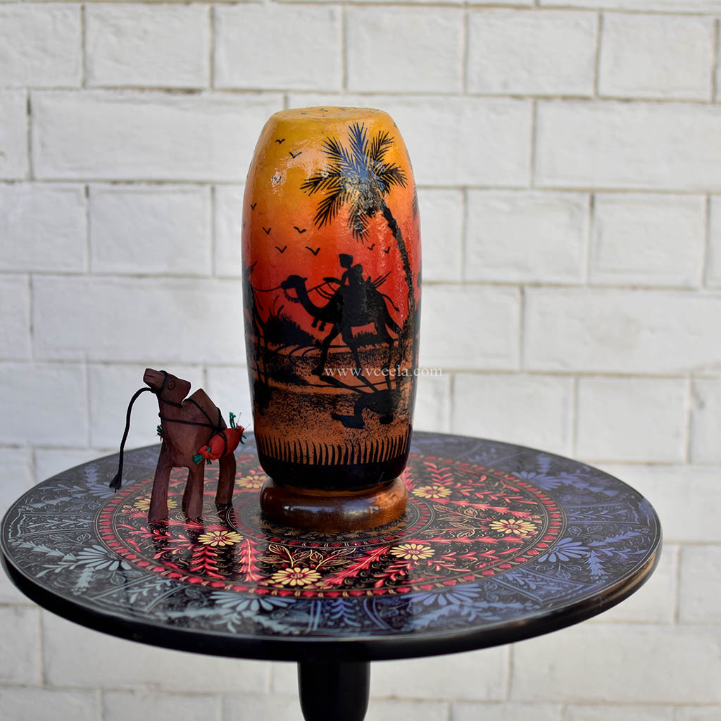 Hand Painted Camel Skin Lamp