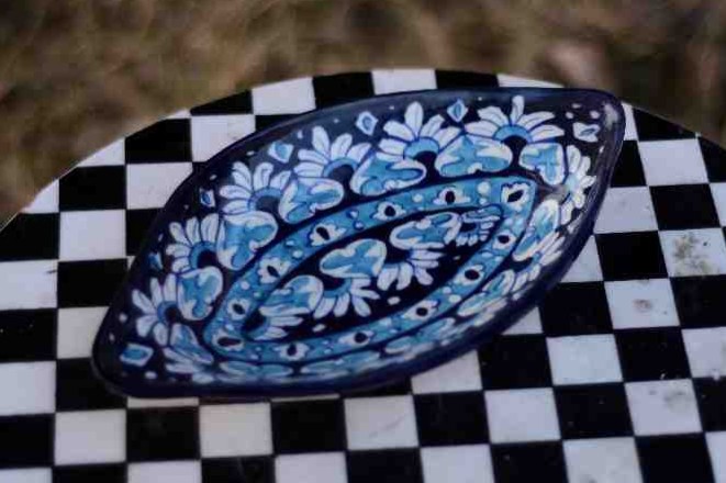 Blue Pottery Salad Dish