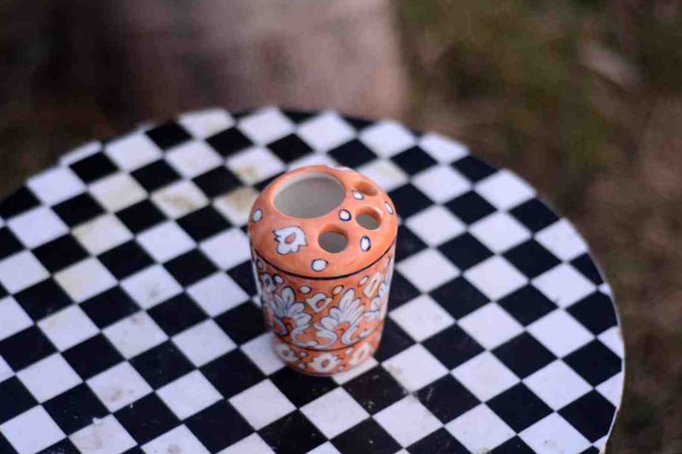 Blue Pottery Pen Holder / Brush Holder