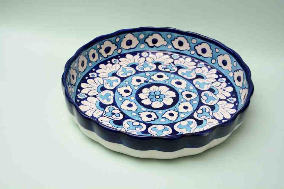 Blue Pottery Apple Dish