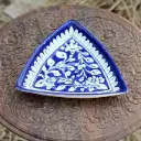 Blue Pottery Triangular Dish