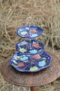 Blue Pottery Cup Cake Serving Tray
