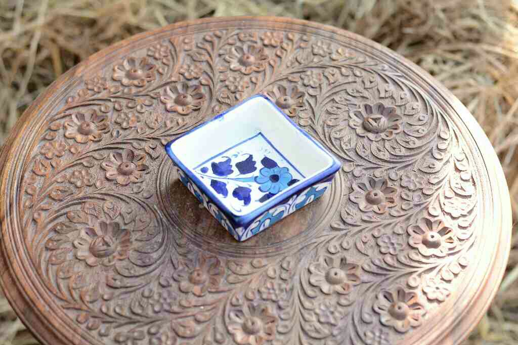 Blue Pottery Square Shaped Butter Cup
