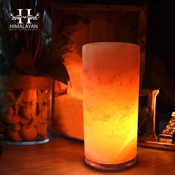 Cylinder Shape Lamp with Himalayan Crystal Rock Salt