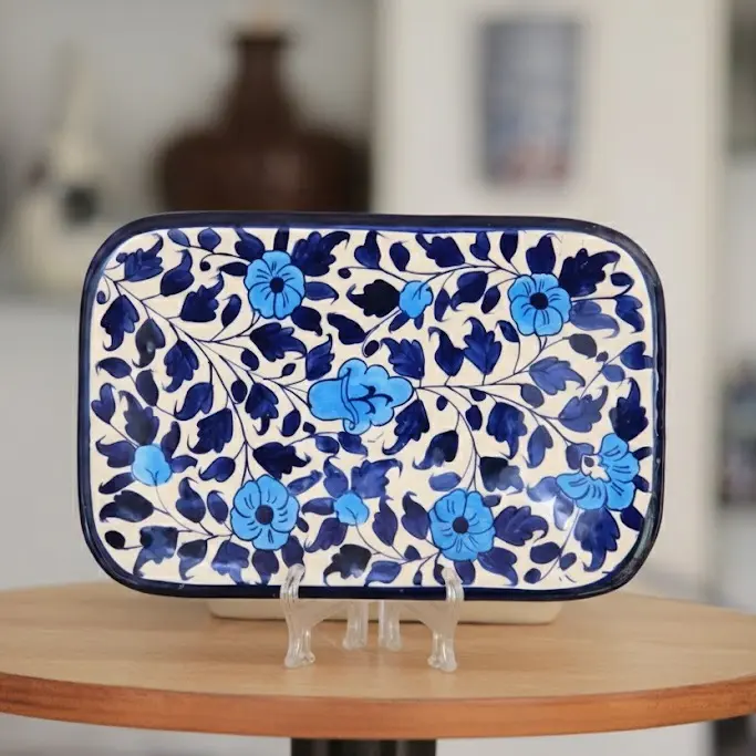 Blue Pottery Bread Dish (BC-II)