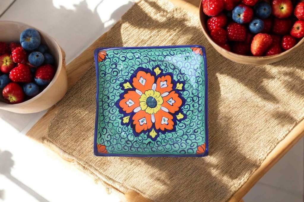 Blue Pottery Square Dish