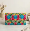 Golden Beige Wallet with Hand Embroidery – Limited Edition Compact Wallet for Cash, Cards & Phone