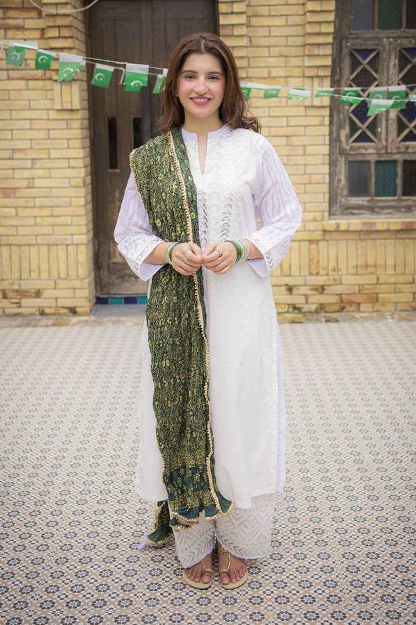 Applique White Kurta