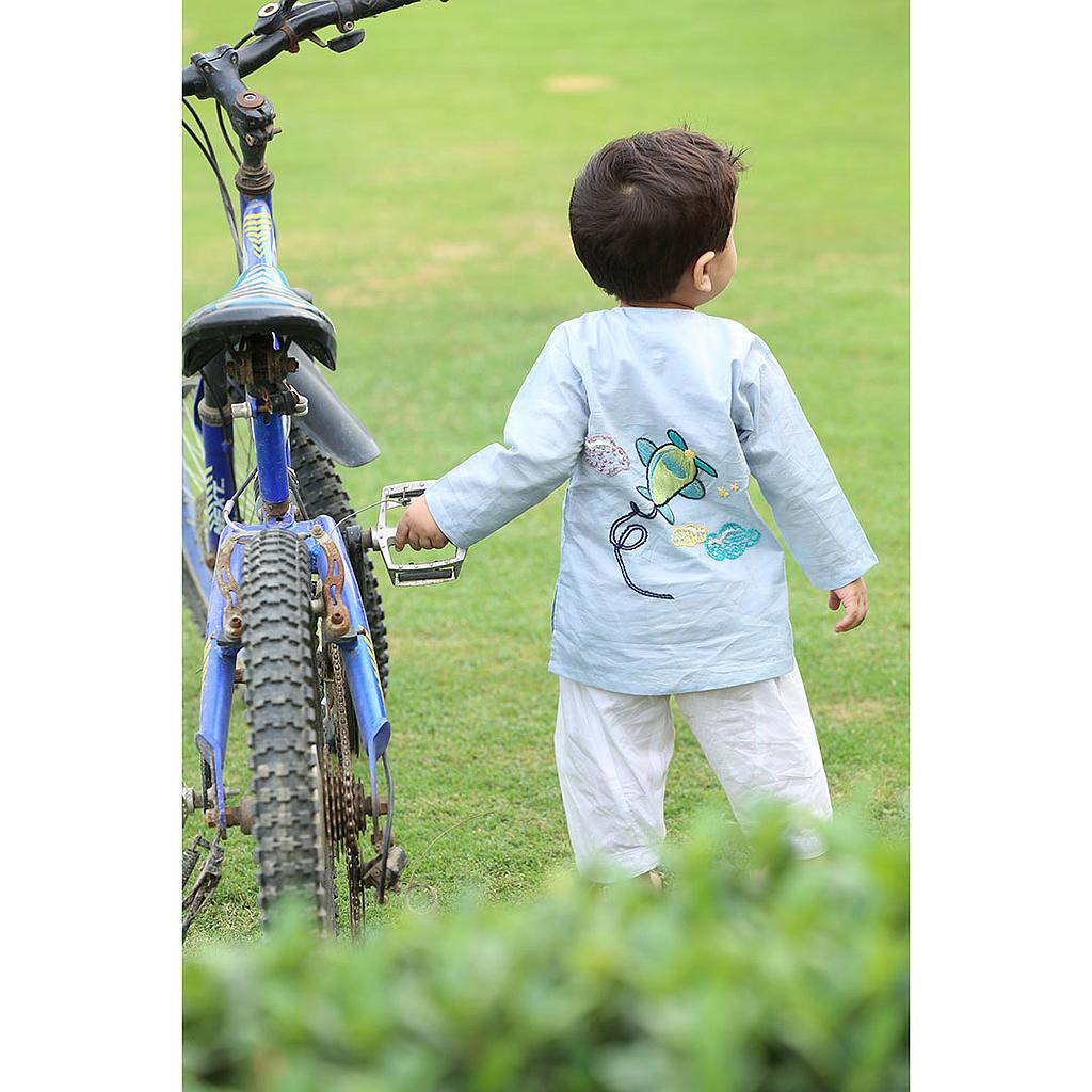 Sky Blue Helicopter Kurta