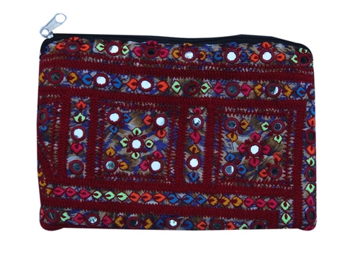 [PK0029-BG-POU-001244] Sakhar Mirror Work Pouch