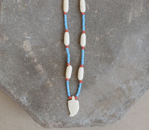 [PK0075-JW-NCK-001487] Camel Bone Beads Necklace