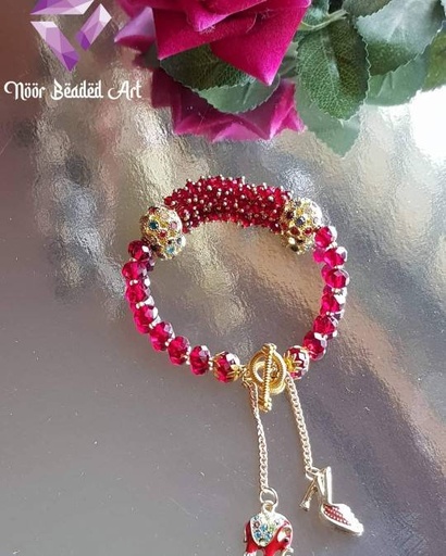 [PK4592-GN-GEN-014074] Red bangle bracelet with charms