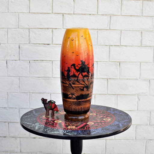 [PK1918-HM-LMP-19448] Hand Painted Camel Skin Lamp