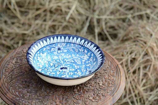 [PK0363-CF-BPO-026095] Blue Pottery Deep Soup Bowl