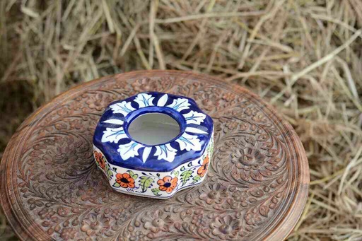 [PK0363-CF-BPO-026329] Blue Pottery Octa Shaped Ashtray