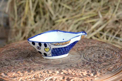 [PK0363-CF-BPO-026388] Blue Pottery Fish Design Raita Bowl