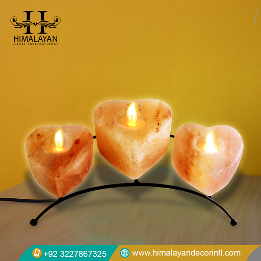 [PK8146-CF-MET-029222] Heart Shape Candle Holder with Metal Stand (Pack of 3)