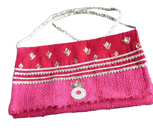 [PK4905-BG-CLU-029521] Jute Velvet Purse