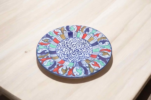 [PK9650-HM-BKT-030029] Blue Pottery Medium Plate