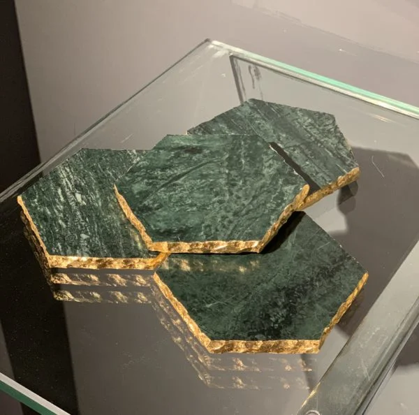 [VC-RAKH-PC-10108] Marble Coasters – Emerald Green