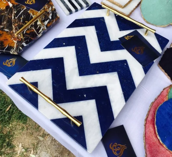 [VC-RAKH-MT-CHV-10103] Marble Tray – Chevron