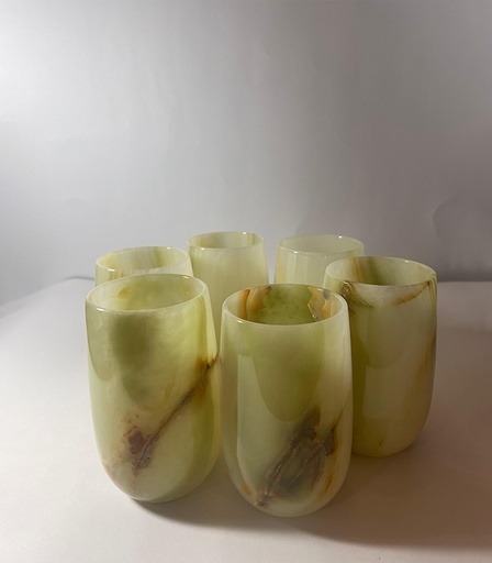 [VC-NUQ-NQMGOGL40] Green Onyx Glasses Set Of 6