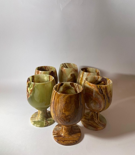 [VC-NUQ-NQMOGOB39] Green Onyx Goblets With Rare Veining
