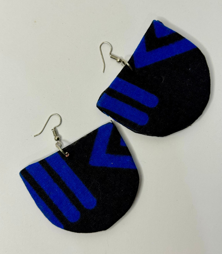 [VC-NUQ-228] Blue & Black Ankara Earrings