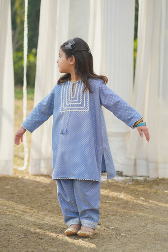 [5-GS-26] Blue Gotta Kurta shalwar