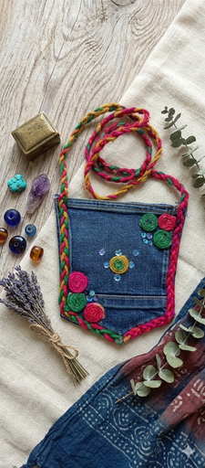 Denim mobile pouch