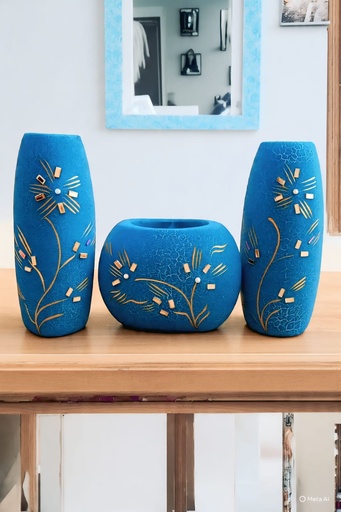 Luxury Textured Vase Trio – Modern Home Styling Collection