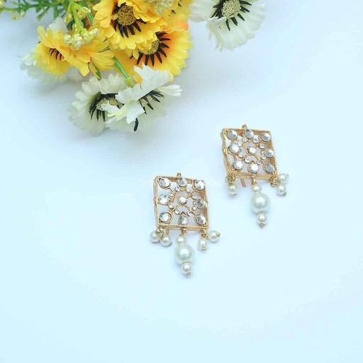 [PK2502-JW-EAR-008425] Meena Bandi Earrings - Kundan Jewellery